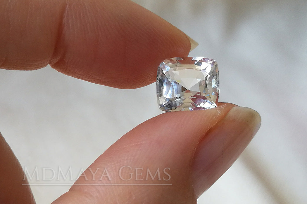Genuine White Topaz 4.20 ct Cushion Cut. Affordable Gemstone