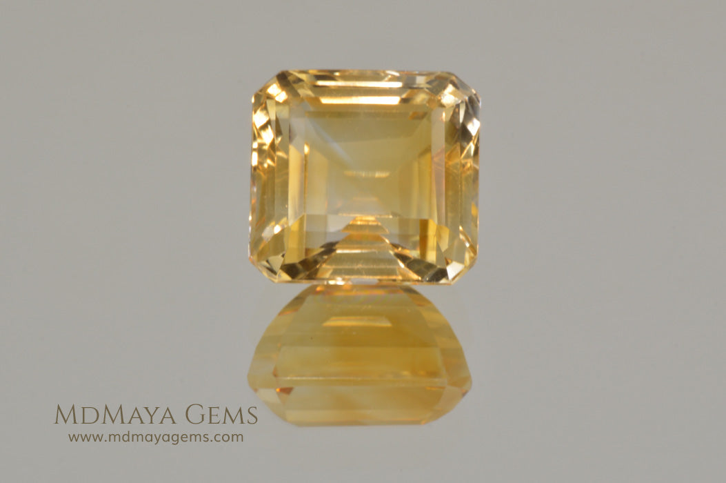 Flawless Golden Yellow Citrine Square Cut 6.80 ct