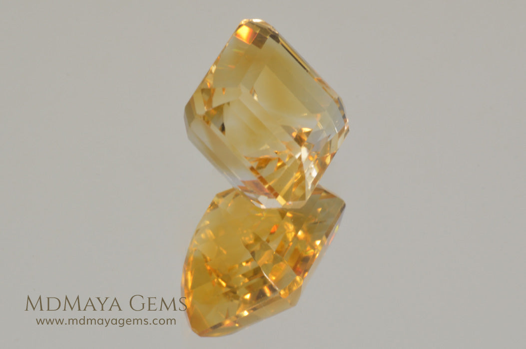 Flawless Golden Yellow Citrine Square Cut 6.80 ct