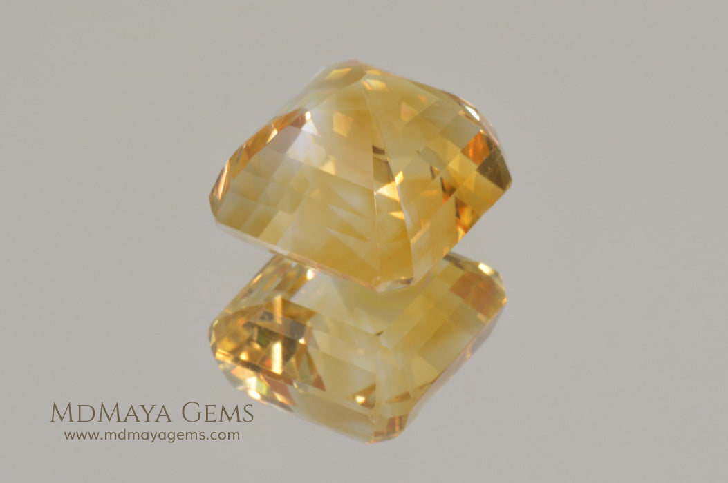 Flawless Golden Yellow Citrine Square Cut 6.80 ct