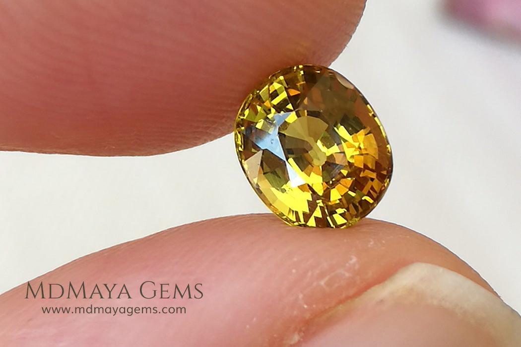 Vivid Untreated Yellow Mali Garnet Oval Cut 1.38 ct