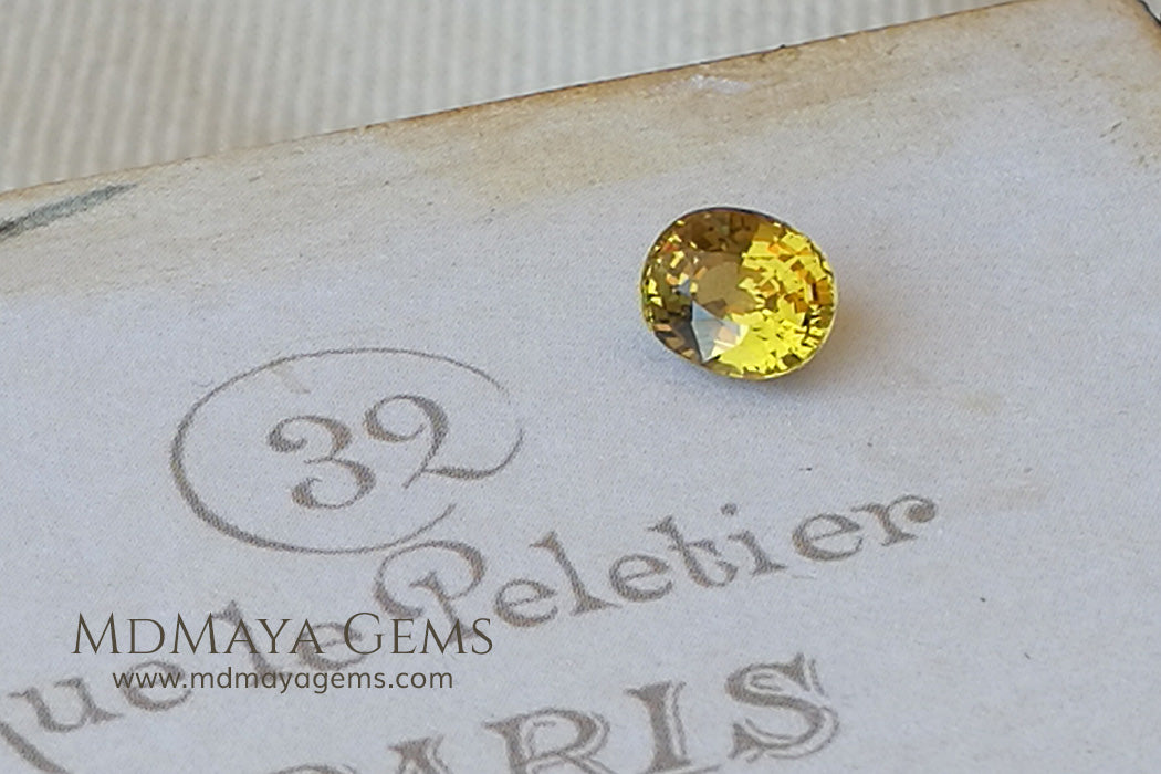 Vivid Untreated Yellow Mali Garnet Oval Cut 1.38 ct