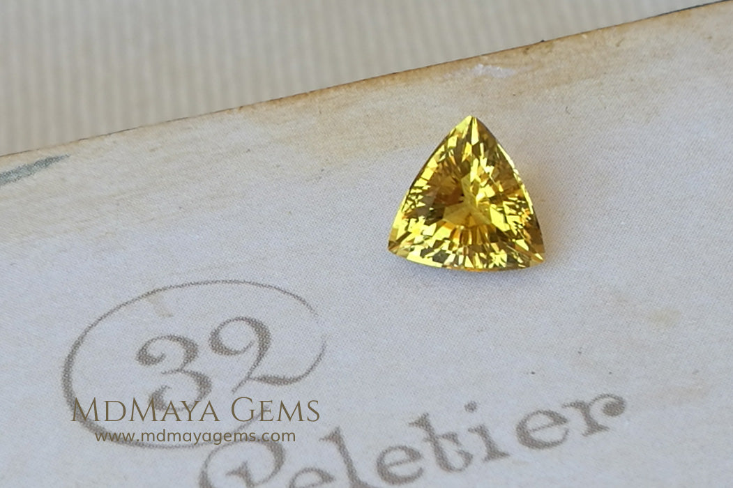 Unique Yellow African Tourmaline Trillion Cut 1.35 ct