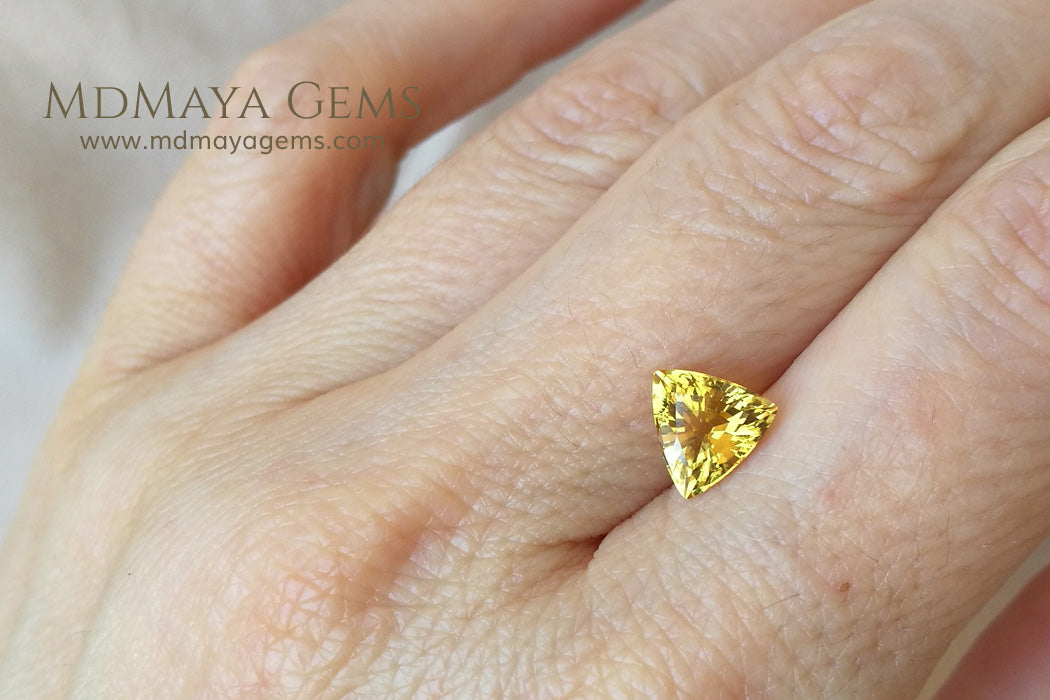 Unique Yellow African Tourmaline Trillion Cut 1.35 ct