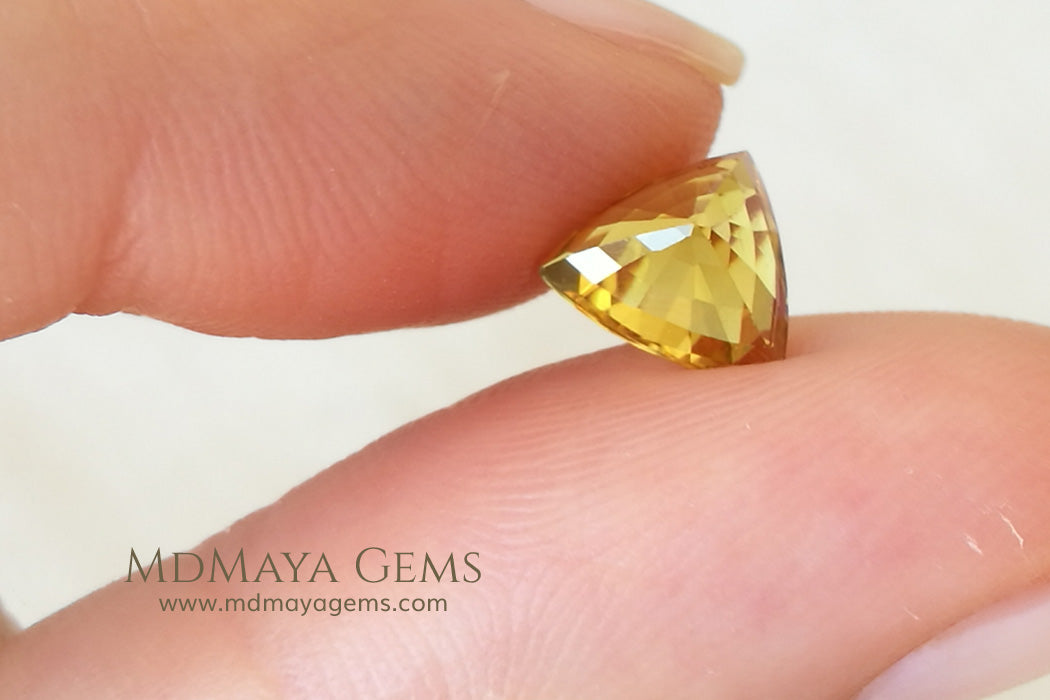 Unique Yellow African Tourmaline Trillion Cut 1.35 ct