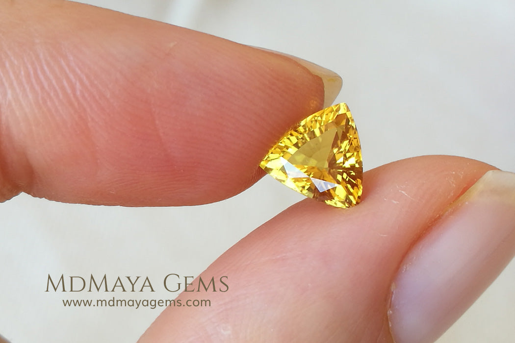 Unique Yellow African Tourmaline Trillion Cut 1.35 ct