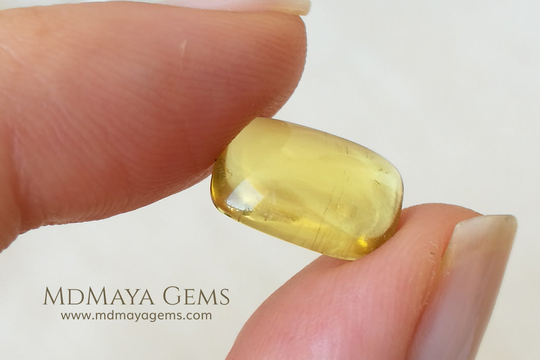 Bright Yellow Tourmaline Cabochon Cut 3.54 ct